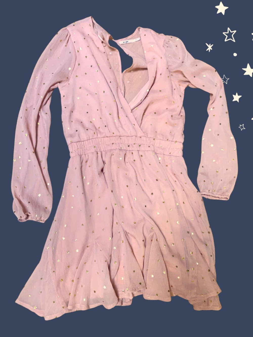 Boho festival Mi Ami Gold Star Pink Mini Dress XS